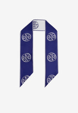Tory Burch Medallion Logo Ribbon Silk Tie Blue 174863400_Ballpoint blue_29841605