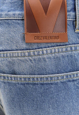 Valentino Chez Logo Patch Straight-Leg Jeans Denim 7B3DD20G9HC558_Medium blue denim_29840135