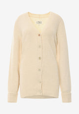 Maison Margiela Knitted V-neck Cardigan Cream SI0GP0002S17664_101_White_29841835