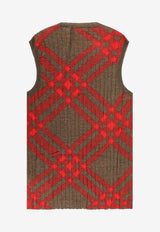 Burberry Wool and Mohair Checked Sweater Red 8093576_C1205_Red_29844872