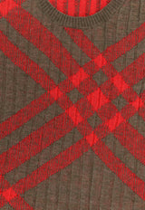 Burberry Wool and Mohair Checked Sweater Red 8093576_C1205_Red_29844872