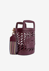 Etro Pegaso Perforated Leather Bucket Bag Bordeaux 1P0782211_0400_Brown_29839370