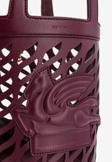Etro Pegaso Perforated Leather Bucket Bag Bordeaux 1P0782211_0400_Brown_29839370
