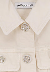 Self-Portrait Collared Denim Mini Dress Cream PF25811SCCREAM_White_29842339