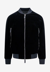 Giorgio Armani Zip-Up Velvet Bomber Jacket Black 3WGOB0AST0025_UC99_Black_29840315