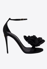 Dolce & Gabbana 105 Floral Appliqué Satin Sandals Black CR1620AR572_8B956_Black_29839502