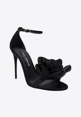 Dolce & Gabbana 105 Floral Appliqué Satin Sandals Black CR1620AR572_8B956_Black_29839502