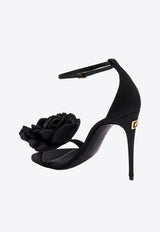 Dolce & Gabbana 105 Floral Appliqué Satin Sandals Black CR1620AR572_8B956_Black_29839502
