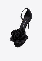 Dolce & Gabbana 105 Floral Appliqué Satin Sandals Black CR1620AR572_8B956_Black_29839502