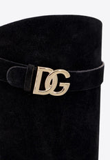 Dolce & Gabbana DG Logo Suede Knee-High Boots Black CU1141AS915_80999_Black_29840081