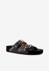Isabel Marant Lennyo Studded Leather Sandals Black SD0118FAC1B04S_01BK_Black_29840605
