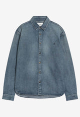 Saint Laurent Cassandre Washed Denim Shirt Blue 823437Y14MJ/R_YSL-4248