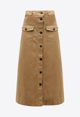 Saint Laurent Button-Up Midi Skirt Beige 817344Y04VY_2100_Beige_29851337