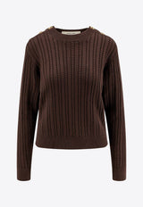 Golden Goose DB Cable-Knit Crewneck Sweater Brown GWP02467P00211090108_TURKISH COFFEE_29857232