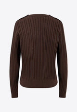 Golden Goose DB Cable-Knit Crewneck Sweater Brown GWP02467P00211090108_TURKISH COFFEE_29857232
