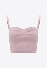 Alexander McQueen Rib-Knit Bustier Sleeveless Top Pink 734589Q1A5K_5093_Pink_29857009