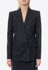 Alexander McQueen Double-Breasted Broken Pinstripe Wool Blazer Black 768496QJADN_1090_Black_29857223