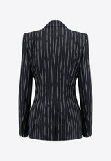 Alexander McQueen Double-Breasted Broken Pinstripe Wool Blazer Black 768496QJADN_1090_Black_29857223