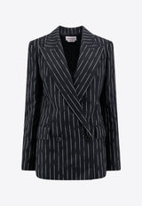 Alexander McQueen Double-Breasted Broken Pinstripe Wool Blazer Black 768496QJADN_1090_Black_29857223