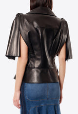 Alexander McQueen Short-Sleeved Leather Jacket Black 780912Q5ALT_1000_Black_29857063