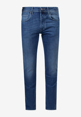 Incotex Suede Logo Patch Slim Jeans Blue BDPS000300918W2_002_Blue_29842526