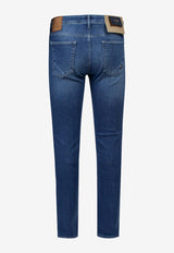 Incotex Suede Logo Patch Slim Jeans Blue BDPS000300918W2_002_Blue_29842526