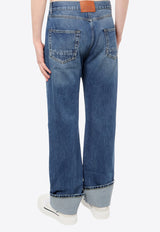 Alexander McQueen Straight-Leg Turn-up Jeans Blue 781770QYAAU_4211_Blue_29856800