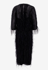 Lanvin Feather-Embellished Midi Dress Black RWDR01125767_1010_Black_29844270