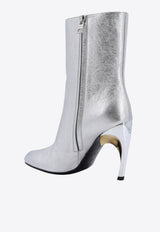 Alexander McQueen Armadillo 95 Metallic Leather Ankle Boots Silver 780677WIF21_8369_Silver_29856740