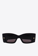 Alexander McQueen Spike Studs Rectangular Sunglasses Gray 760621J0749_1056_Black_29856978