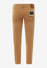 Incotex Suede Logo Patch Straight-Leg Pants Brown BDPS0003305S_386_Brown_29843863