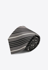 Saint Laurent Striped Silk Tie Gray 8250413Y002/R_YSL-2860