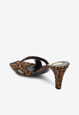 Saint Laurent Jill 75 Leopard Print Mules Brown 825270AAESW/Q_YSL-2094