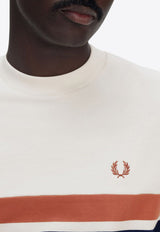 Fred Perry Striped Logo T-shirt White M9860_760_LIGHT ECRU_29847251