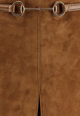 Gucci Iconic Horsebit Suede Skirt Brown 835480XNA8L2535_CUIR_29854331