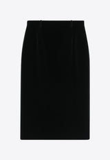 Saint Laurent Velvet Wrap Midi Skirt Dark Green 826769Y580T_YSL-3181