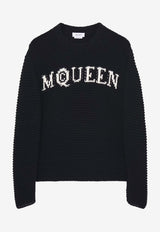 Alexander McQueen Intarsia Logo Textured Sweater Black 829319Q1BDL 1080