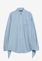 Balenciaga Striped Knotted Cuffs Long-Sleeved Shirt Light Blue 830990TSO25/Q_BALEN-3965