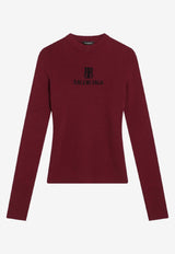 Balenciaga Nano BB Ribbed Sweater Burgundy 835494T5231/R_BALEN-6010