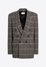 Saint Laurent Double-Breasted Checked Wool Blazer Multicolor 837047Y3J60/R_YSL-1016