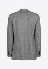 Saint Laurent Prince of Wales Single-Breasted Jacket Gray 837196Y5H54/R_YSL-1095