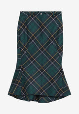 Alexander McQueen Tartan Check Flared Skirt Green 839654QJAFI/R_ALEXQ-4348