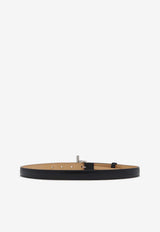 Alexander McQueen Crystal Embellished T-bar Leather Belt Black 8396941HBES 1000
