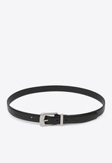 Saint Laurent Folk-Buckle Leather Belt Black 839769AAEJE/R_YSL-1000