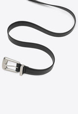 Saint Laurent Folk-Buckle Leather Belt Black 839769AAEJE/R_YSL-1000