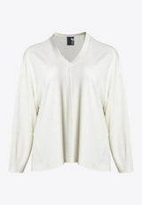 Mat Fashion V-neck Knitted Sweater Off-white 8401.1029.W_OFF-WHITE