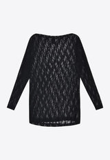 Mat Fashion Sheer Lace Boatneck Top Black 8401.1061.W_BLACK