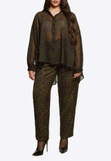 Mat Fashion Leopard Print Semi-Sheer Shirt Green 8401.3026.W_GREEN