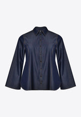 Mat Fashion Flared Denim Shirt with Back-Belt Denim 8401.3041.W_DENIM
