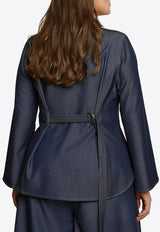 Mat Fashion Flared Denim Shirt with Back-Belt Denim 8401.3041.W_DENIM